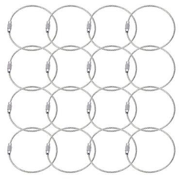 Imagem de BlueCosto Cabo para chaveiro de arame - 2 mm de espessura de aço inoxidável com trava de parafuso seguro para pendurar etiquetas de bagagem e chaves de organização, Pacote com 20, One_Size