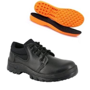 Imagem de SAPATO DE SEGURANÇA ECOSAFETY PR128-AP BICO DE PVC COURO RELAX PRETO C.A 11677 + PALMILHA ANATÔMICA Tamanho:42