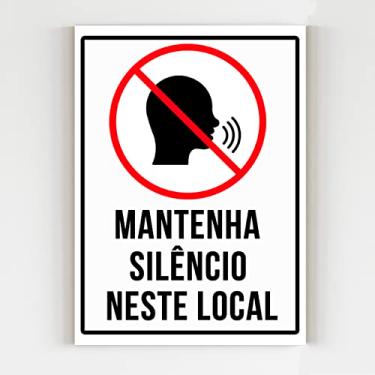 Imagem de kit 10 placas de sinalização mantenha o silêncio no local