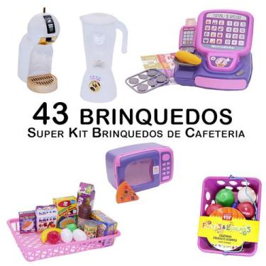 Imagem de Kit Café Infantil Registradora Cafeteira Microondas 47P - Zuca Toys