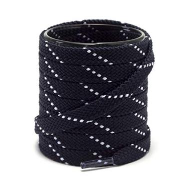 Imagem de Cadarços de sapato Shoemate para tênis e sapatos esportivos com 4 agulhas de sapatos, 06 Navy/White, 48"(122cm)