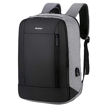 Imagem de Mochila para laptop Mochila para computador à prova d'água e respirável multifuncional USB para carregamento de mochila comercial, cinza