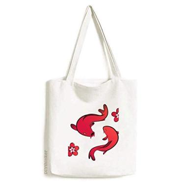 Imagem de Bolsa de lona Lucky chinesa Red Fish Japão, bolsa de compras casual