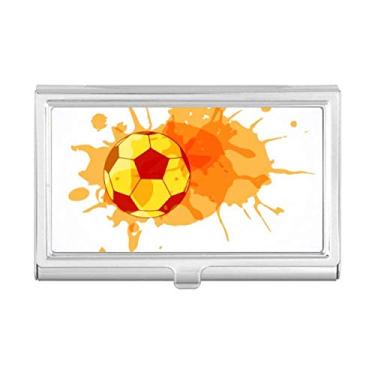Imagem de Carteira de bolso com porta-cartões de visita e futebol laranja