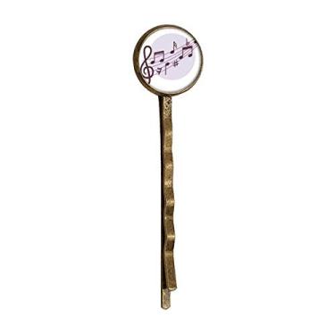 Imagem de Bandana redonda com notas musicais retrô de metal para cabelo Bobby Pin