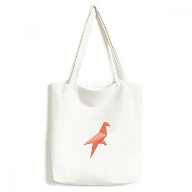 Imagem de Sacola de lona com estampa de origami abstrata pássaro vermelho bolsa de compras casual bolsa de mão
