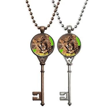 Imagem de OFFbb-USA Colar indiano Felino chita animal chaveiro pingente joia decoração casal