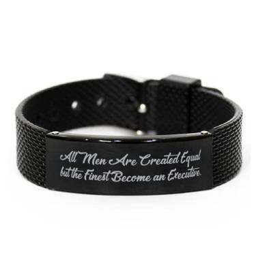 Imagem de SpreadPassion All Men are Created Equal but The Finest Become an Black Shark Mesh Bracelete, Executive Graved, Motivational s for Executive