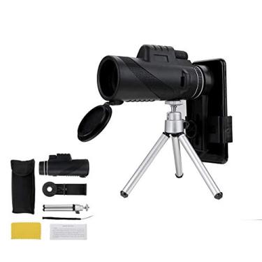 Imagem de 40X60 HD Monocular Zoom Telescope Optical Spyglass Monocle Tripé com suporte para telefone celular para viagens na praia, pássaros, camping, caminhadas, preto