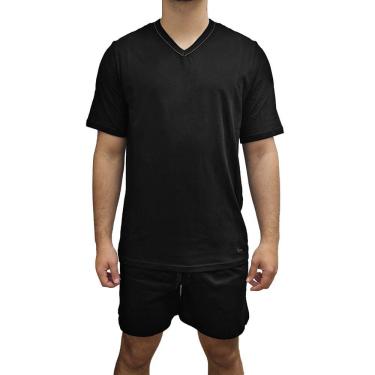 Imagem de Pijama Curto Masculino Adulto Gola V Verão Algodão Mash