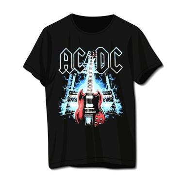 Imagem de Camiseta Plus Size de Rock AC DC Guitarra Fender Unissex Preta
