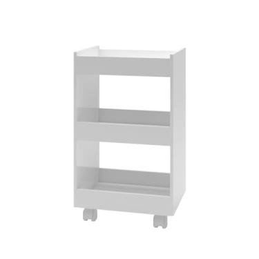 Imagem de Mesa Auxiliar Manícure Pedicure Bancada Apoio Clínica Estética Porta Esmalte Salão Beleza Miriam Branco