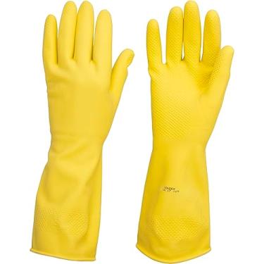 Imagem de Vonder, Luva De Látex, Tamanho M, Cor Amarela, Antiderrapante, Com Forro.