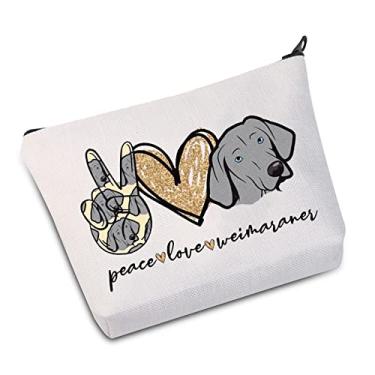 Imagem de LEVLO Weimaraner Bolsa de maquiagem para cães Weimaraner presente para mãe paz amor Weimaraner maquiagem bolsa com zíper para amantes de cães, Peace Weimaraner, Bolsa Cosmética
