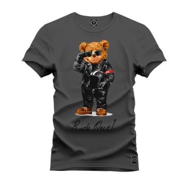 Imagem de Camiseta Premium Confortável Estampada Urso Estiloso Grafite M