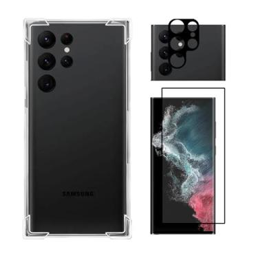 Imagem de Capa Capinha Anti Impacto Para Samsung Galaxy S22, S22+ Plus e S22 Ultra 5G + Película de Vidro 3D + Película Câmera (S22 Ultra)
