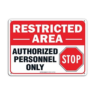 Imagem de Faittoo Placa de área restrita apenas para pessoal autorizado, não insira a placa, 25 x 18 cm, alumínio livre de ferrugem, proteção UV, impermeável, resistente ao clima, tinta durável, fácil de montar