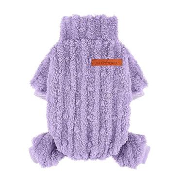 Imagem de Pijama de cachorro para cães pequenos, meninos e meninas, suéter pulôver de gola rolê roupas quentes grossas, casaco de lã para clima frio, pijama de cachorro chihuahua Yorkie macacão de inverno para