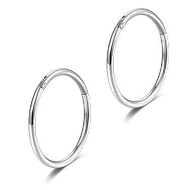 Imagem de Anéis de nariz 16 g 18 g 20 g argolas grau 23 titânio preto articulado septo anéis sem costura clicker sleeper cartilagem daith tragus helix piercing argola brincos, Metal, titânio g23