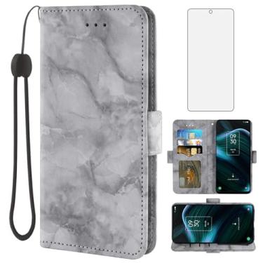 Imagem de Asuwish Capa de telefone para TCL Stylus 5G 2022 com protetor de tela de vidro temperado e capa carteira de mármore flip porta-cartão suporte suporte celular acessórios de couro TLC Stylo G5 6.81