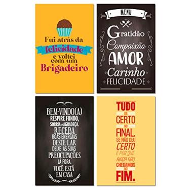 Imagem de Kit 4 Placas Decorativas Frases Cozinha Mdf 20x13 cm