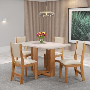 Imagem de Mesa de Jantar Retangular Holy Com 4 Cadeiras Sol Cobre/Blonde/Bege - Casa Giulia
