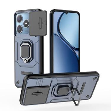 Imagem de YOUULAR Capa de celular para Realme C63/Realme C61/Realme Narzo N63 suporte para carro janela deslizante à prova de choque capa protetora de telefone capas militares proteção de lente, azul