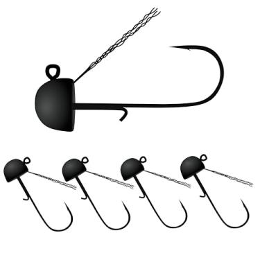 Imagem de U.S.A. BASS TACKLE Mushroom Cloud Tungsten Ned Rig Jig Head Shroom Jig Head for Finesse Fishing, Weedless Jig Head para pesca de robalo com iscas de plástico macio (Weedless Ned, 1/227.8 g)