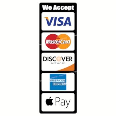 Imagem de Aceitamos cartões de crédito, pagamento móvel e serviço de pagamento sem contato, sinal de caixa à prova d'água compatíveis com Visa, MasterCard, Discover, AmEx, (compatível com Apple Pay)