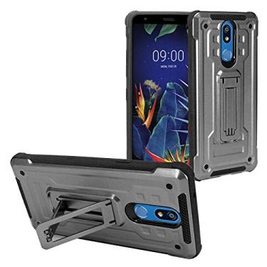 Imagem de Z-GEN - Para LG K40 LM-X420, LG Solo LTE L423DL - Capa de telefone híbrida com suporte + protetor de tela de vidro temperado - ST3 cinza