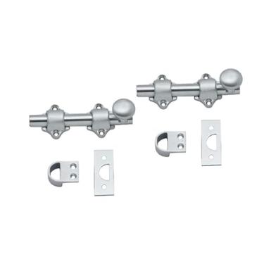 Imagem de QCAA Parafuso de porta holandesa de latão sólido, 10 cm, cromado acetinado, pacote com 2