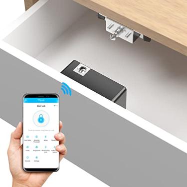 Imagem de RIXIANG Trava de gaveta Bluetooth, TTlock funciona com Google Home e Alexa, fechaduras de armário inteligentes RFID oculto, para móveis de compartimento de armazenamento secreto, guarda-roupa de