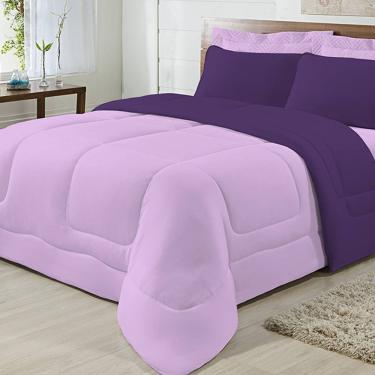 Imagem de Edredom Dupla Face 100% Algodão Malha Solteiro Gran Moratta 01 Peça - Roxo/ Lilas