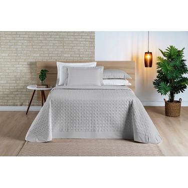 Imagem de Cobre Leito Madri Percal 200 Fios 100% Algodão Queen 03 Peças - Cinza