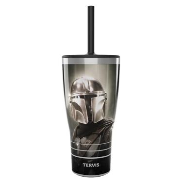 Imagem de Tervis Copo térmico cromado Star Wars The Mandalorian, 850 g - com tampa de palha, aço inoxidável