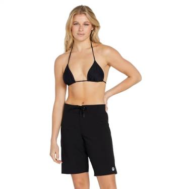 Imagem de Volcom Short de banho feminino Simplesmente sólido clássico de 28 cm, Preto 1, 0
