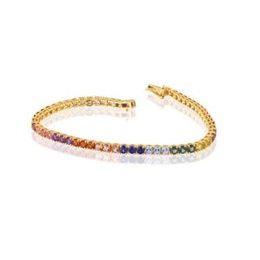 Imagem de Pulseira Ouro 18K Riviera Pedras Coloridas - Elegancy Joias
