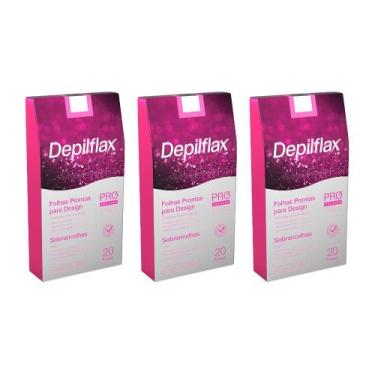 Imagem de Kit 3 Cx Folhas Prontas Cera Depilação Design Sobrancelhas Depilflax R