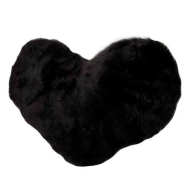 Imagem de Almofada De Coração Pelúcia Pelo Curto Preto Para Decoração - Novadeco