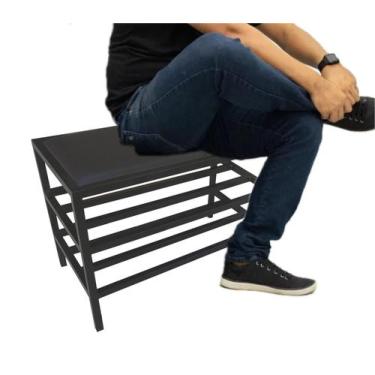 Imagem de Sapateira Banco Estofado Hall De Entrada Estilo Industrial - Moveraço,