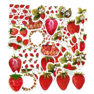 Imagem de Adesivos Decorativos Scrapbook Planner 45 Peças Moranguinhos - Doce Te