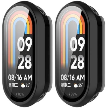 Imagem de Yrzper Protetor de tela compatível com Xiaomi Mi Band 9/NFC, ultrafino, HD, vidro temperado, capa rígida Defense Edge para Xiaomi Mi Watch Mi Band 9 (2Preto)