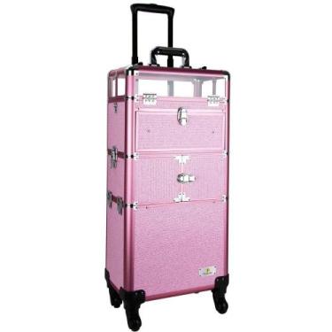 Imagem de Maleta Maquiagem Profissional Alumínio ABS 3 em 1 Pelegrin PEL-M1022 R