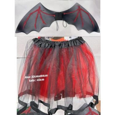 Imagem de Fantasia adulto Diabinha  Halloween Carnaval aniversário asa saia tule