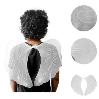 Imagem de Kit 3 Asa de Anjo Branco/Preto com Glitter Para Carnaval Festa Fantasi