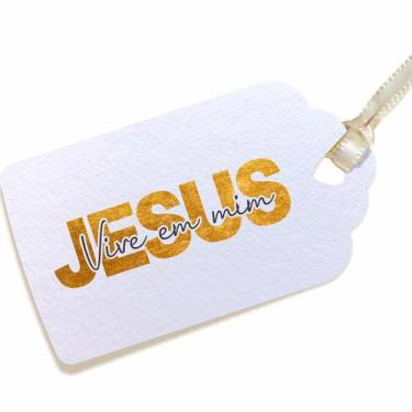 Imagem de 100 Tag Religiosa Catequista Jesus Vive em Mim Lembrancinha 4x7cm - KA