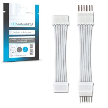 Imagem de Litcessory Controlador para adaptador de 6 pinos para Philips Hue Lightstrip Plus (versão destacável, branco - Micro 6-PIN V4 / Solo Lightstrip)