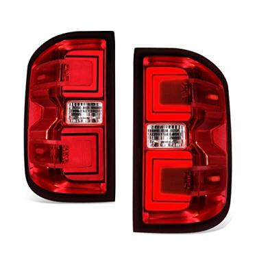 Imagem de DNA MOTORING TL-ZTL-002E-RD Par de lâmpadas de freio de luzes traseiras de LED compatível com 15-19 Silverado 2500 HD 3500 HD/Sierra 3500 HD, lente vermelha transparente