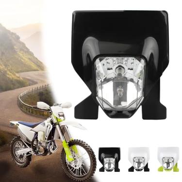 Imagem de PowerMotor Farol de bicicleta suja, farol redondo de LED para Husqvarna FC TC TE FE FX TX 125 250-450 501 FE250 FC250 TE300-Preto