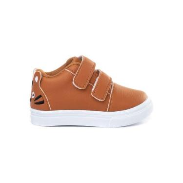 Imagem de Tênis Infantil Masculino Casual Gatinho Funfy 1026A, Bege, 25